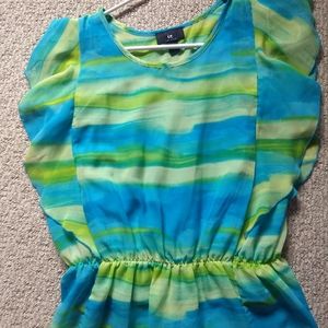 Sheer green blue blousse